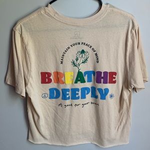 Rainbow Puff Print Breath Deeply Repurpose T-shirt Size M